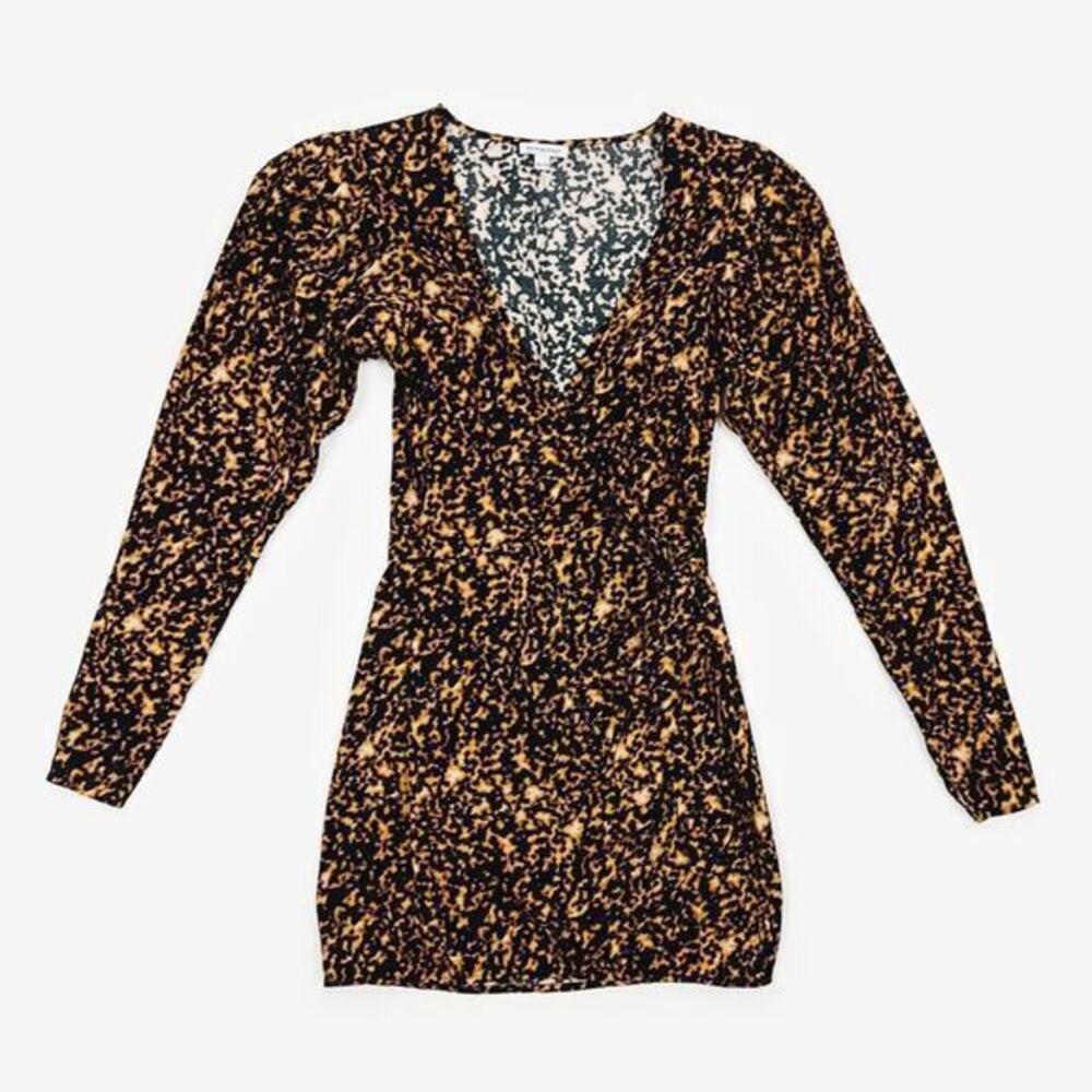 We Wore What Blanca Wrap Mini Dress Size XS‎ Animal Print Cotton Blend